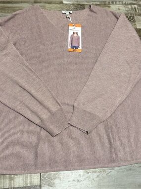 Ella Moss V-Neck Sweater in Dusty Mauve Pink